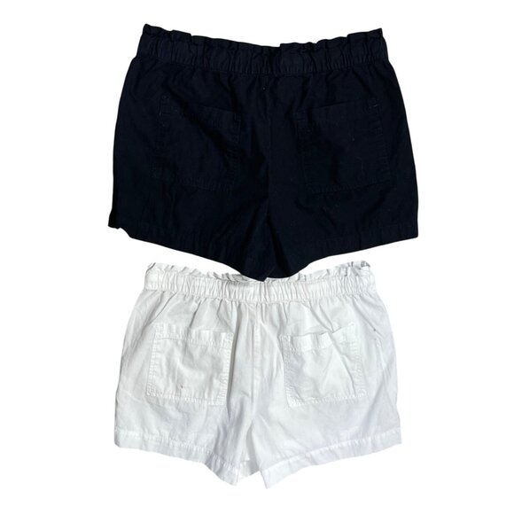 2 Pair Loft Outlet Cargo Shorts Black White Elastic Waist Size M Medium Cotton - Picture 3 of 9